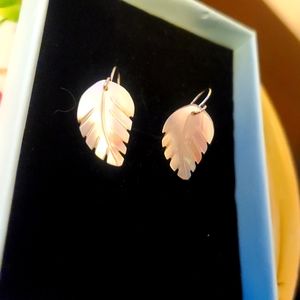 Mother of pearl rhodium over silver shell earrings